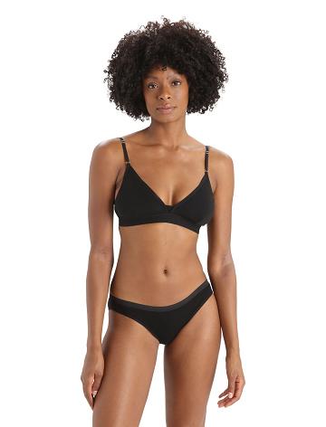 Women's Icebreaker Merino Siren Bra One Piece & Sets Black | CA 1201AHKP